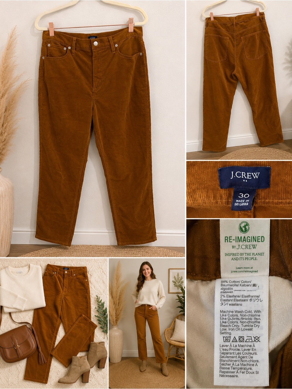 J. Crew Women’s Corduroy Pants in Caramel Brown Size 30